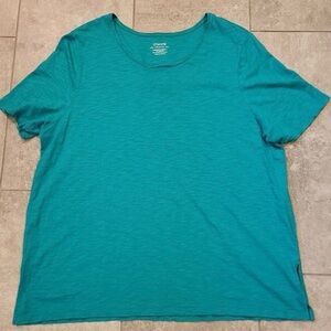 Chico's Ultimate Tee Top Short Sleeve Size 4 2X 2XL Cotton Blend Green